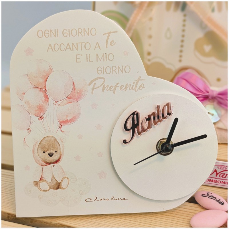 Orologio Claraluna con orso Rosa