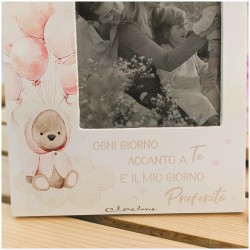 Portafoto Claraluna con orso Rosa