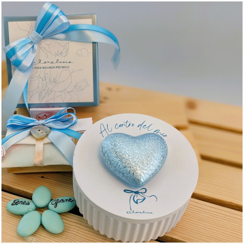 Collezione Claraluna Candela con Cuore azzurro