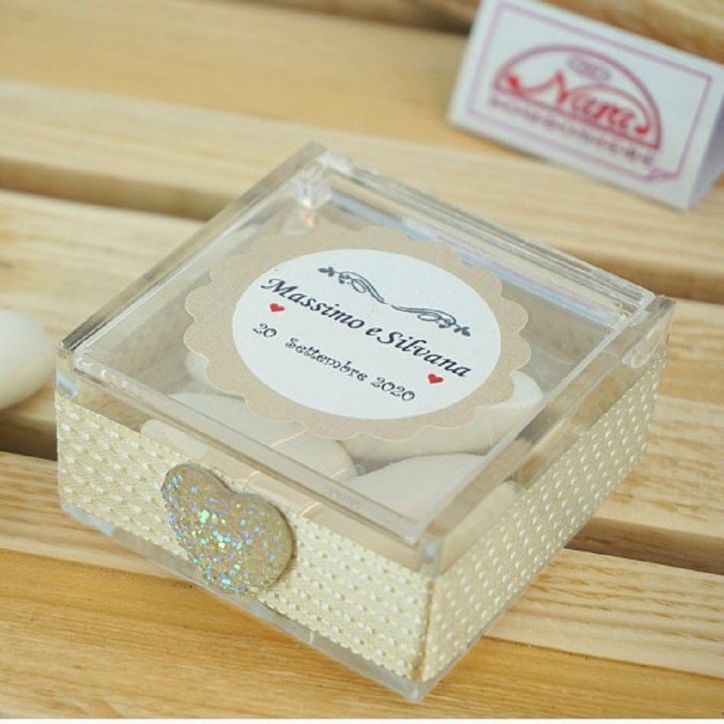 Scatoline in Plexiglas porta confetti Per Matrimonio -Nara Bomboniere